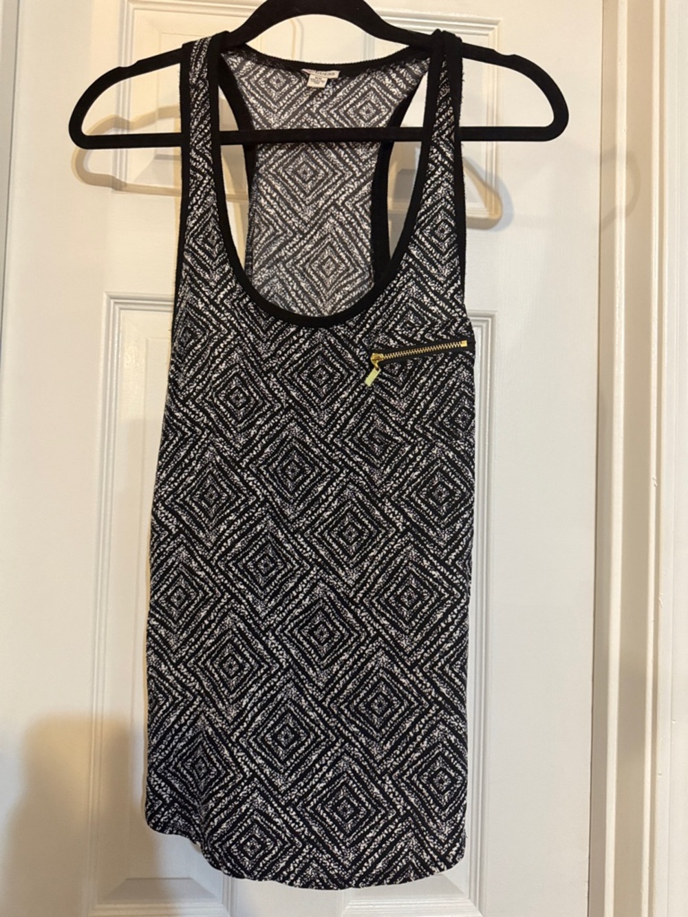 Guess Black and White Geometric Tank Top